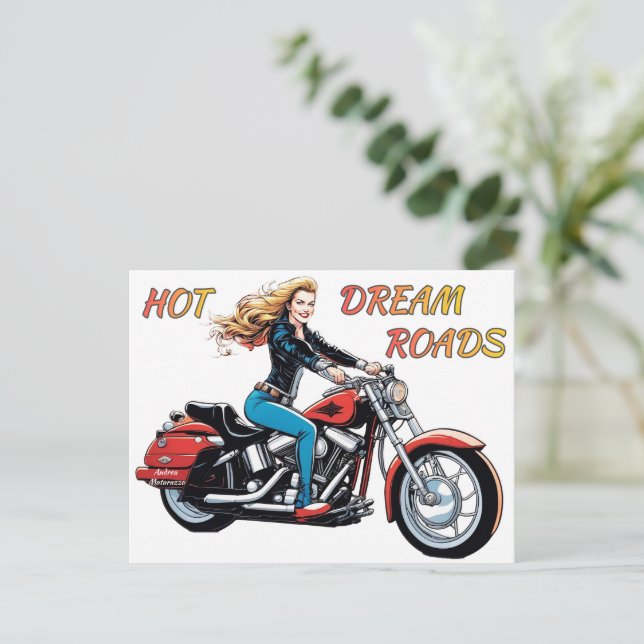 Postal Chica Hot Dream Roads (Anverso de pie)