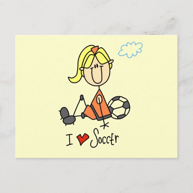 Postal Chica I Love Soccer T-shirts and Gifts (Anverso)