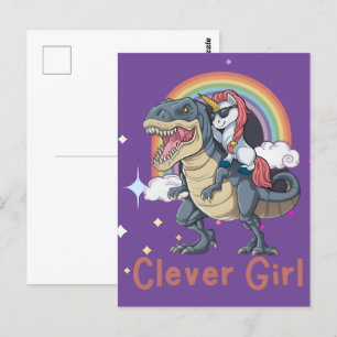 Postal Chica Inteligente - Edición Dinosaurio Montado en 