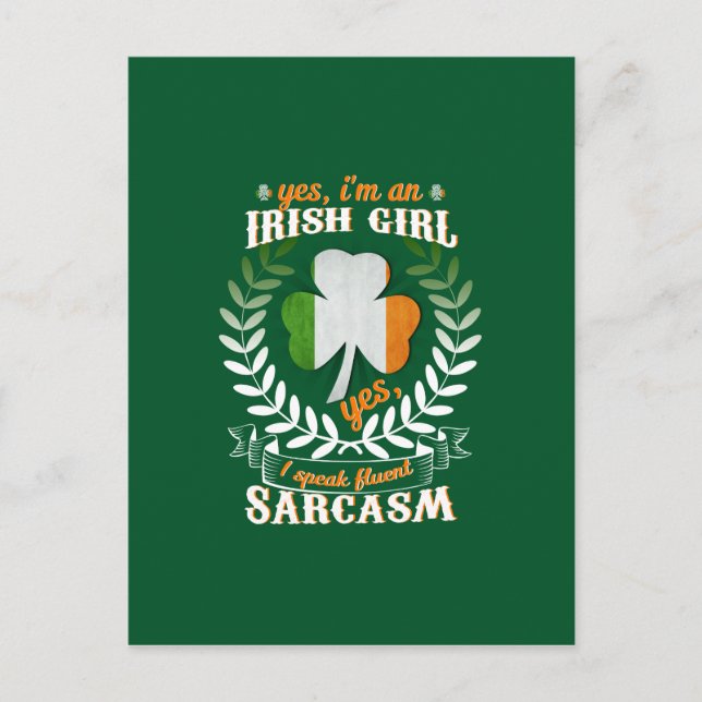 Postal chica irlandesaSí, soy Chica irlandesa Sí Hablo co (Anverso)