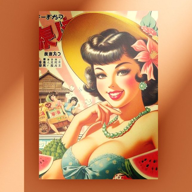 Postal Chica japonés retro banal (Subido por el creador)