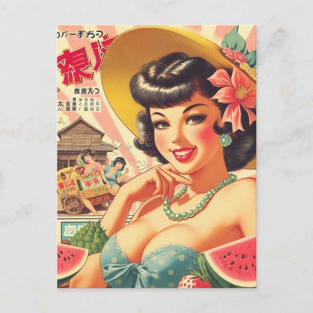 Postal Chica japonés retro banal (Anverso)