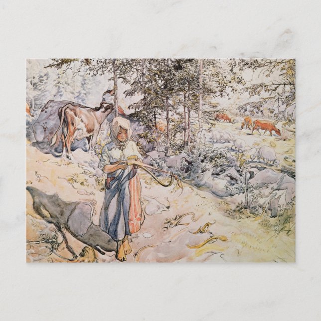 Postal Chica joven tejiendo, 1905 (Anverso)