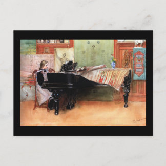 Postal Chica jugando al piano