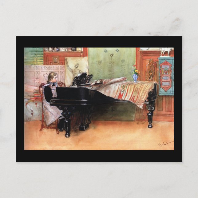 Postal Chica jugando al piano (Anverso)