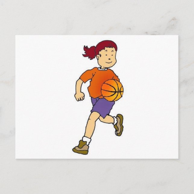Postal Chica jugando básquetbol (Anverso)