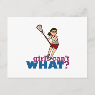 Postal Chica Lacrosse Player en rojo