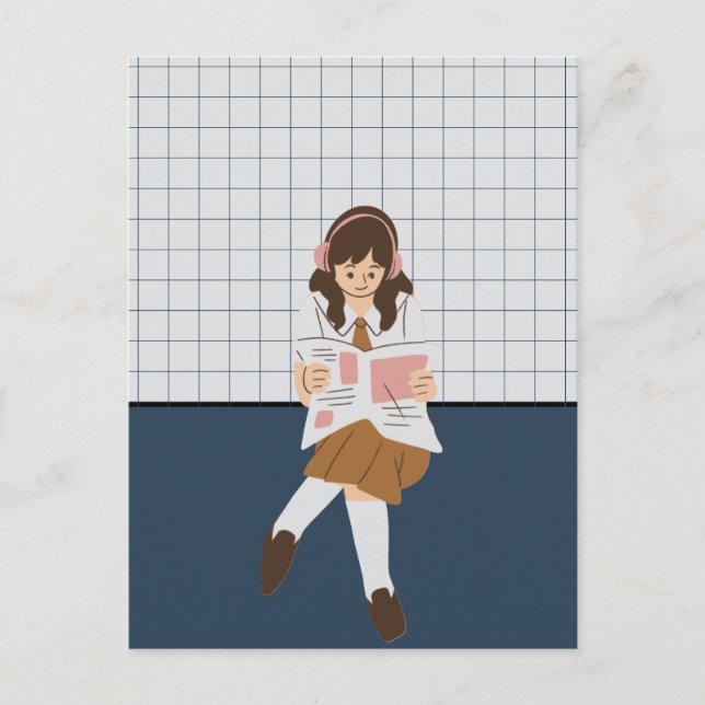 Postal Chica leyendo un periódico (Anverso)