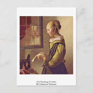 Postal Chica Leyendo Una Carta De Johannes Vermeer