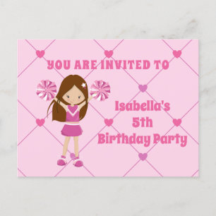 Postal Chica Linda porrista Cumpleaños Fiesta Rosa Person