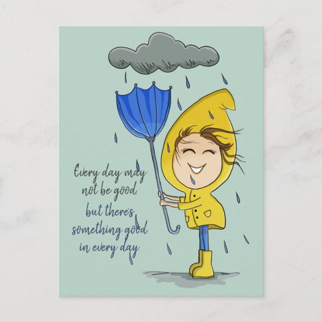 Postal Chica lindo Rainy Windy Day (Anverso)