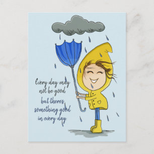 Postal Chica lindo Rainy Windy Day