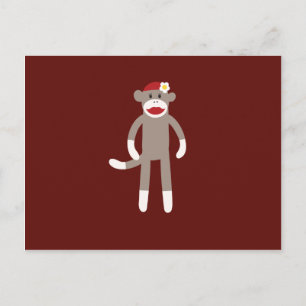 Postal Chica lindo sock mono en rojo