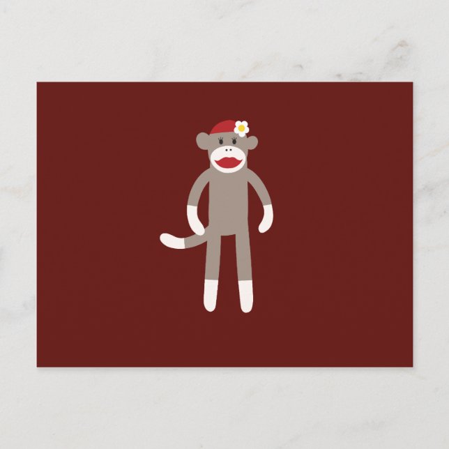 Postal Chica lindo sock mono en rojo (Anverso)