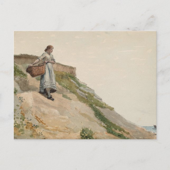 Postal Chica llevando una canasta | Winslow Homer (Anverso)