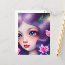 Postal Chica llorando con ojos azules