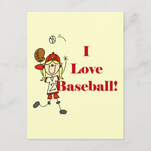 Postal Chica Me Encanta Camisetas y Regalos de Béisbol