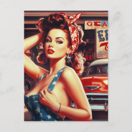 Postal Chica mecánico retro