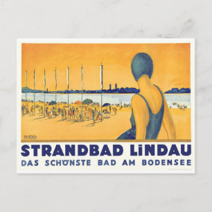 Postal Chica nadadora en Strandbad Lindau Bodensee, Alema