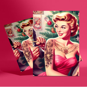 Postal Chica navideña tatuada