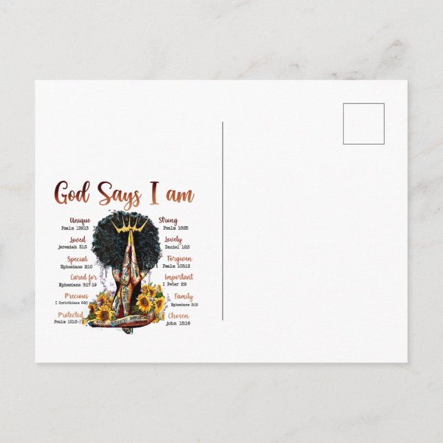 Postal Chica negra cumpleaños mágico Sista Melanin mujer (Reverso)