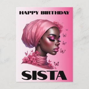 Postal Chica negra cumpleaños mágico Sista Melanin mujer
