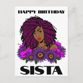 Postal Chica negra cumpleaños mágico Sista Melanin mujer