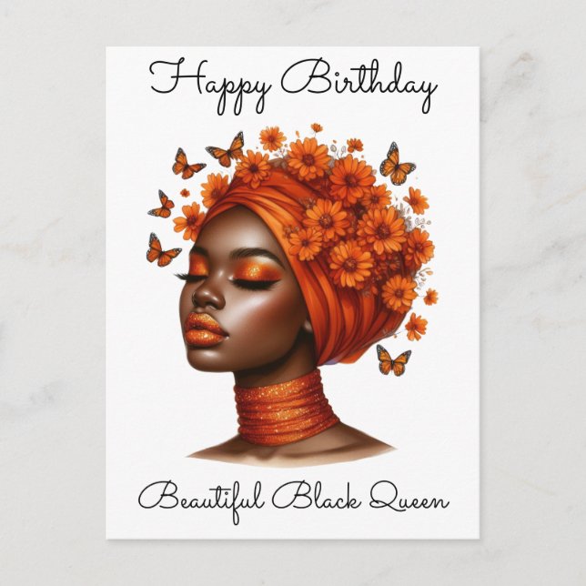 Postal Chica negra cumpleaños mágico Sista Melanin mujer (Anverso)