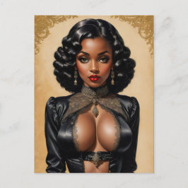 Postal Chica negro Pinup de época