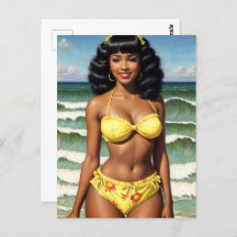 Chica negro Pinup Melanin Bikini Model
