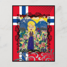 Postal Chica noruego en Bunad