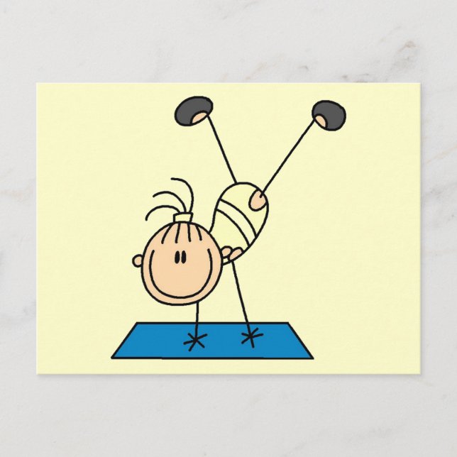 Postal Chica pala haciendo giros y camisetas (Anverso)