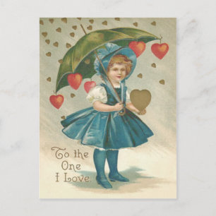 Postal Chica Paraguas Corazón Lluvia