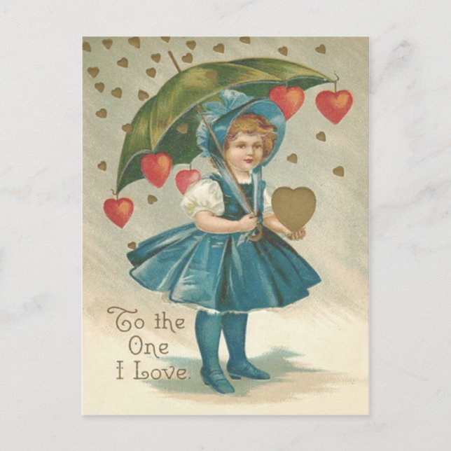 Postal Chica Paraguas Corazón Lluvia (Anverso)
