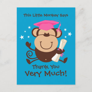 Postal Chica Personalizado de Graduado de Mono