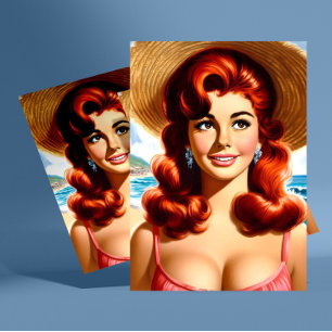 Postal Chica pin-up de verano vintage