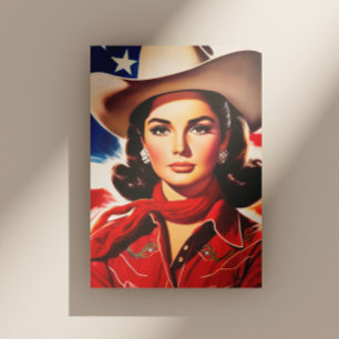 Postal Chica pin-up del oeste antiguo