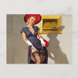 Postal Chica Pin-Up Retro