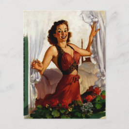 Postal Chica Pinup de primavera vintage