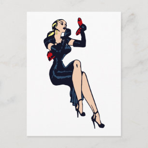 Postal Chica Pinup Rubia Bonita Vintage Glamour Retro