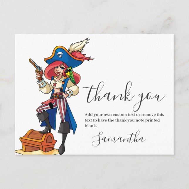 Postal Chica pirata Gracias Postcard (Anverso)