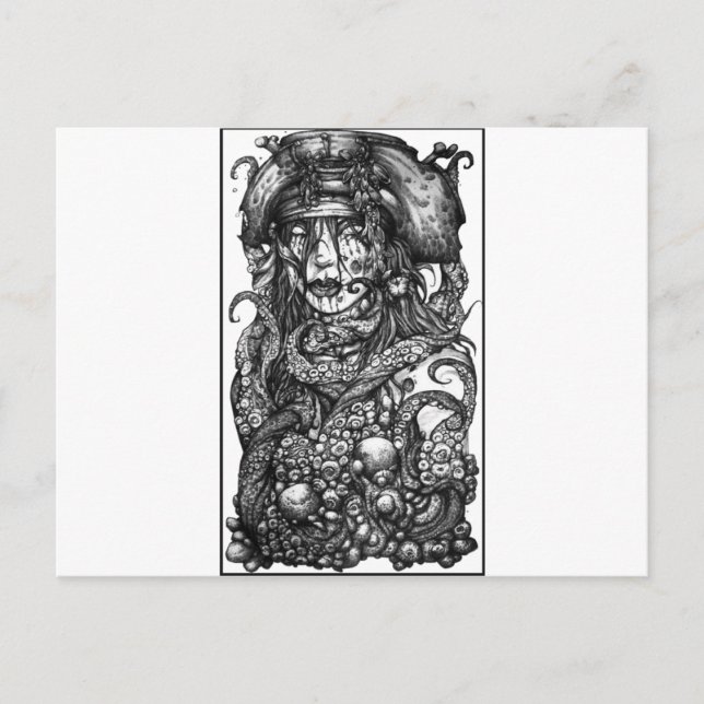 Postal Chica pirata zombie (Anverso)