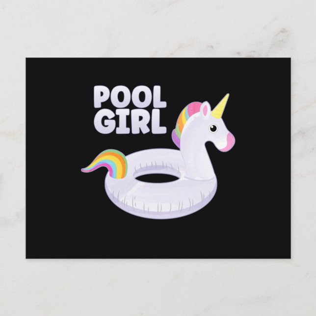Postal Chica Piscina Unicornio Flotador Fiesta Vacaciones (Anverso)