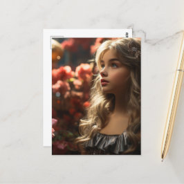 Postal Chica Princesa de los Jardín de Flores