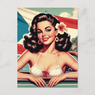 Postal Chica puertorriqueño vintage