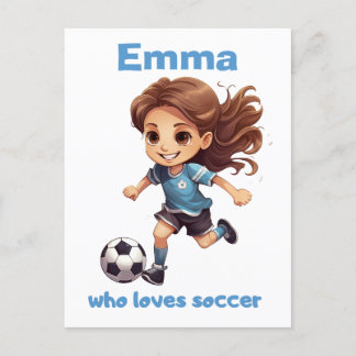 Postal Chica que ama el fútbol con tu nombre