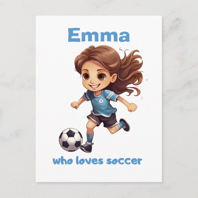 Postal Chica que ama el fútbol con tu nombre (Anverso)