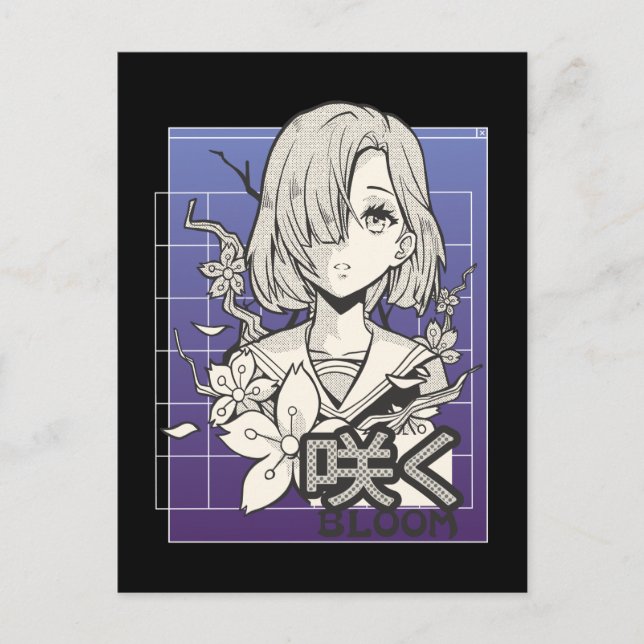 Postal Chica retro anime Otaku Manga Comic adolescente ja (Anverso)