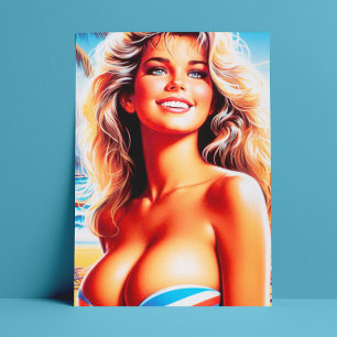 Postal Chica Retro Beach