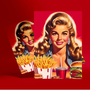 Postal Chica Retro de Comida Rápida